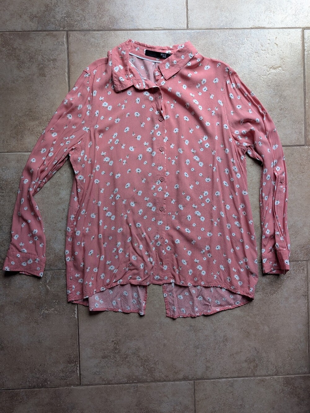 Pink summer blouse with floral pattern